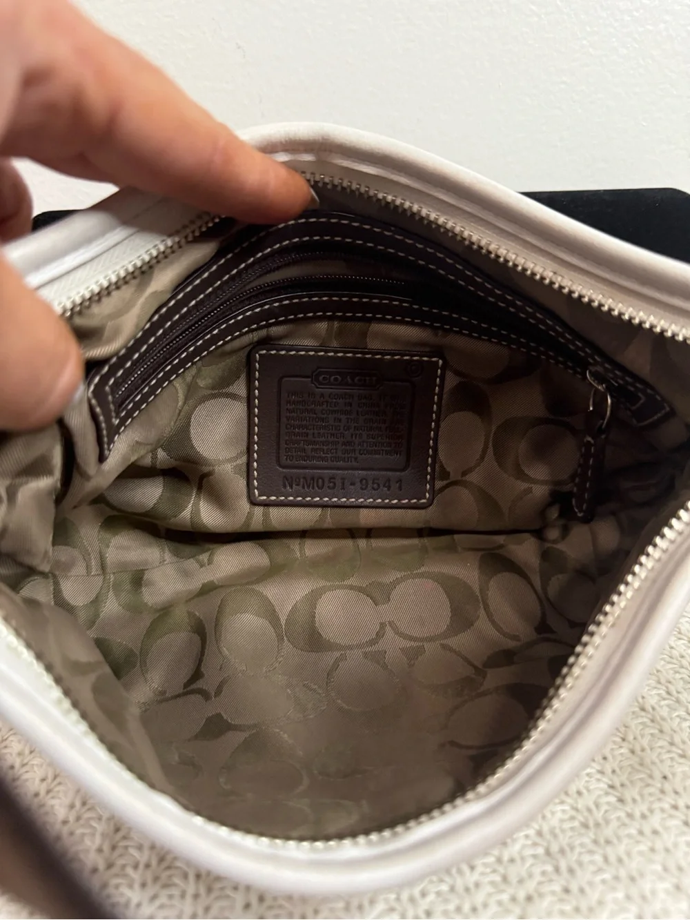 Coach Soho #9541 Classic White Leather Shoulder Bag with Brown Handle